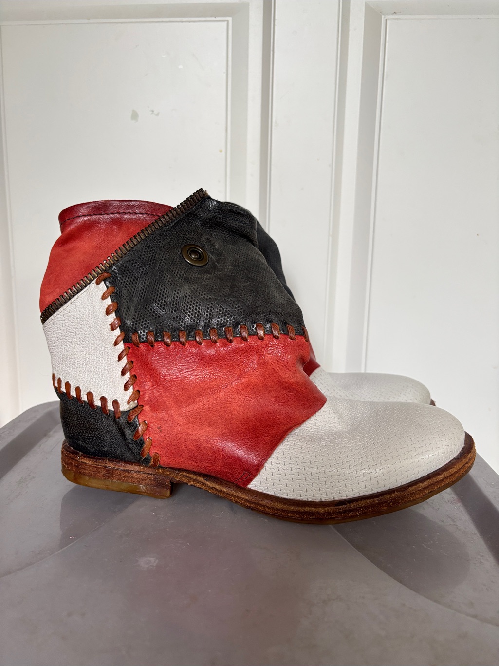 A.S. 98 Patchwork Leather Ankle Boots